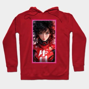 Anime Race Girl | Quality 3D Anime Artwork | Pink Red Black Blue Chibi Manga Anime Art Hoodie